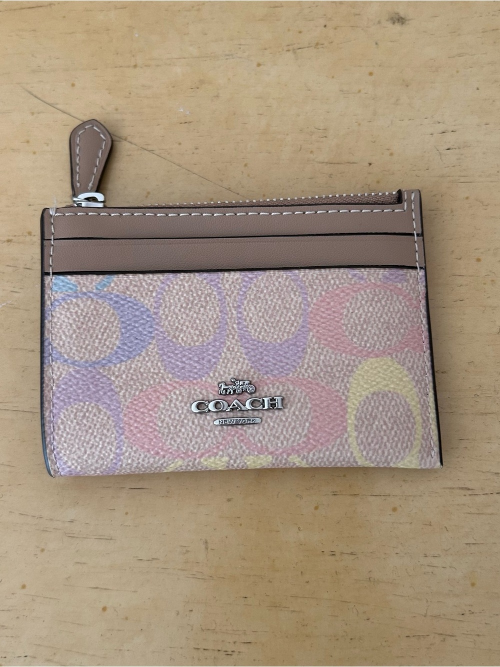 Coach New York skinny ID case in rainbow signature  canvas style CDF92